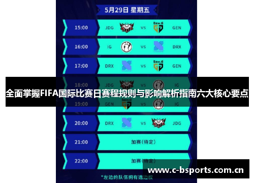 全面掌握FIFA国际比赛日赛程规则与影响解析指南六大核心要点